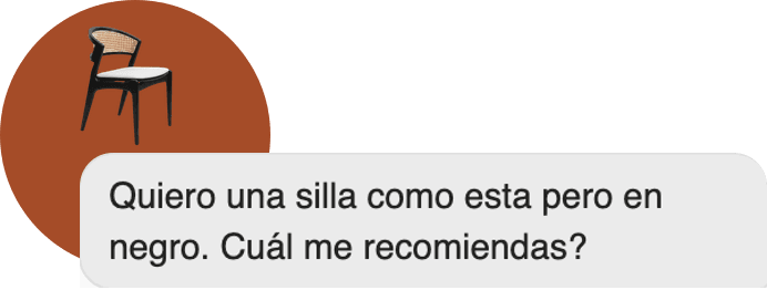 Conversación con Kou pidiendo una silla como la de la referencia pero en negro